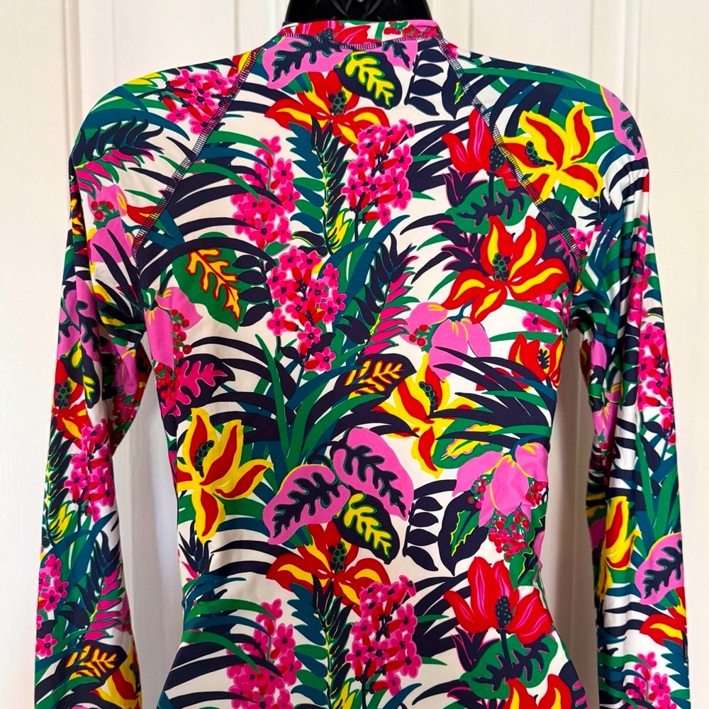 “J. CREW” Tropical Floral Long Sleeve Rash Guard Swimsuit - Picture 11 of 16